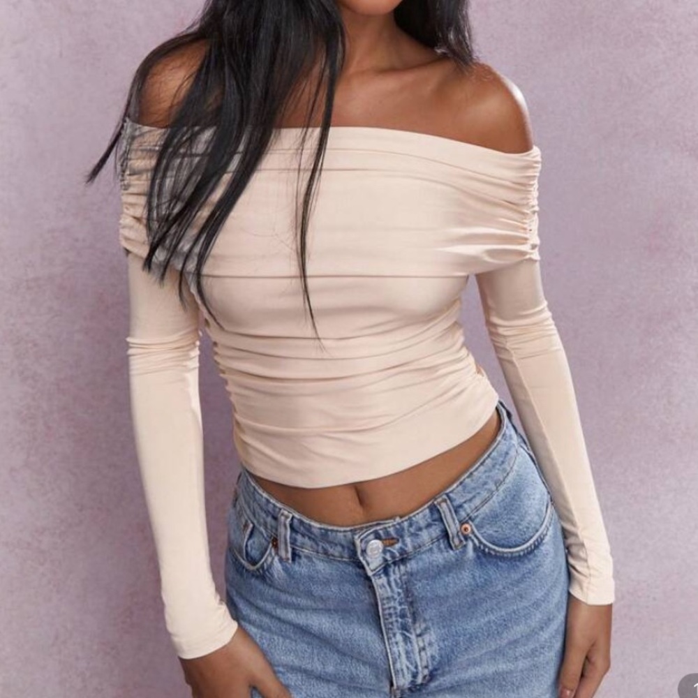 Elegant Off-Shoulder Cream Top